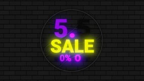 5.5 Online Shopping sale neon sign on dark background. Global shopping world day.