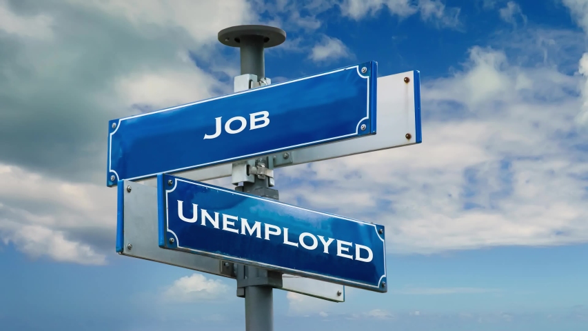 Street Sign the Way to Job versus Unemployed Royalty-Free Stock Footage #1043927215