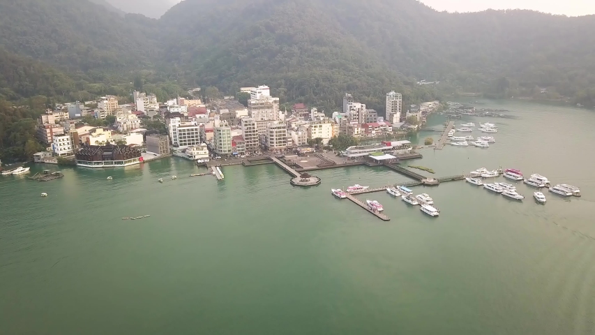 Aerial shot of Ita Thao , Sun Moon Lake, Taiwan Royalty-Free Stock Footage #1043930059