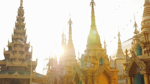 Shwedagon Pagoda. 4K. 19 APR 2019 - Yangon, Myanmar.