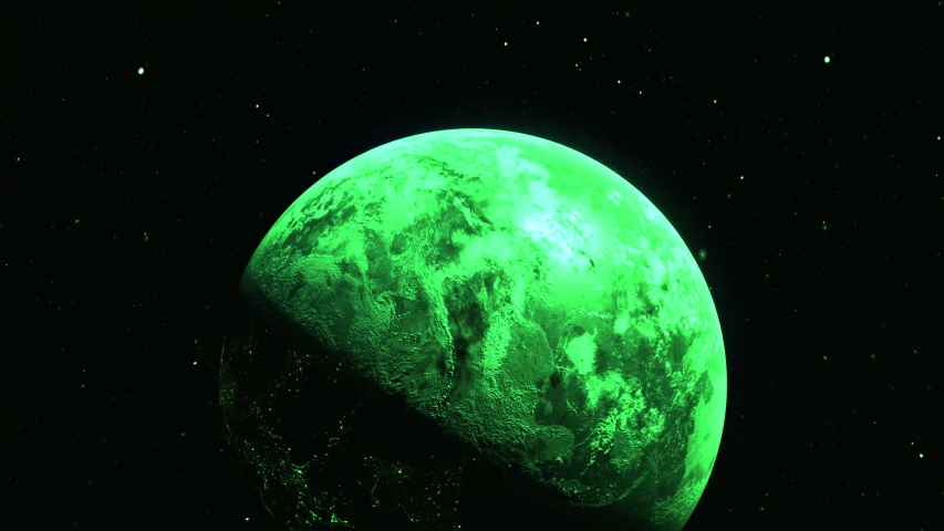 Image of green planet earth stinking. green planet rotating animation