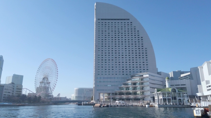 Scenery from the cruise in Yokohama City, Kanagawa Prefecture, Japan. Yokohama MinatoMirai is an area facing Yokohama Port.