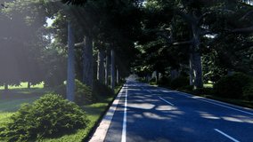 Street View With Tree, animation, 3D Rendering