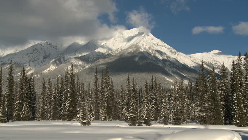 Time lapse winter scenic of the Rocky Mountains of British Columbia, Canada