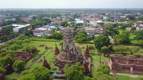 Ayutthaya/Thailand       Aerial video from Ayutthaya , city in Thailand            taken by drone camera