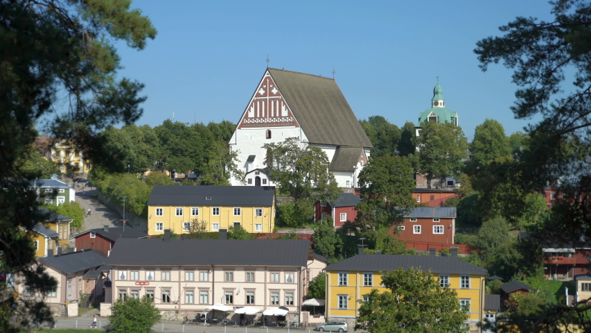 Porvoo, Finland. View of the ancient Cathedral of the Blessed Virgin Mary in the old city of Porvoo. Porvoo is One of the UNESCO world heritage sites in Finland