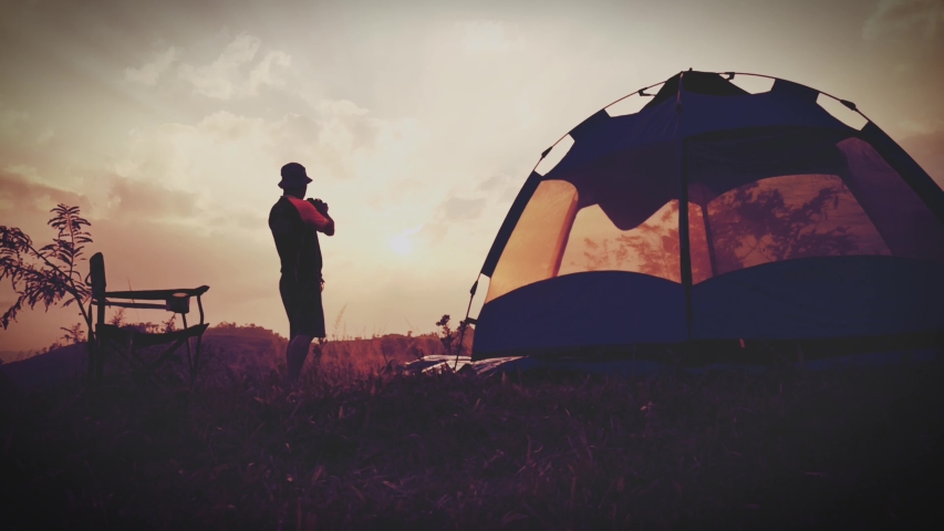 One man with low backlit light with 4 jumps