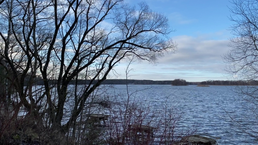 Svisloch river in Belarus in January. Panoramic shot