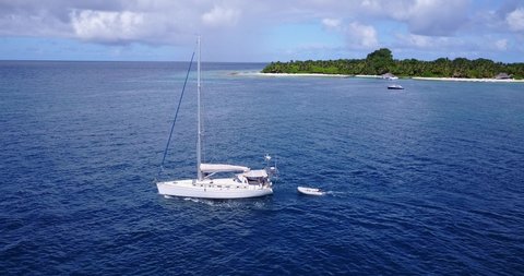 Boat Sailing Away Tropical Islands Toward Stock Footage Video (100% ...