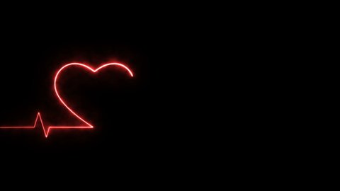Heartbeat sound wave and heart shape in Light trails style. motion graphic looping video footage.