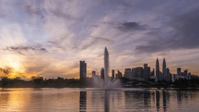Time lapse of Kuala Lumpur cityscape at sunrise,