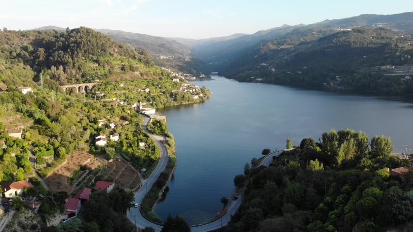 Flying away from the river showing the rail track