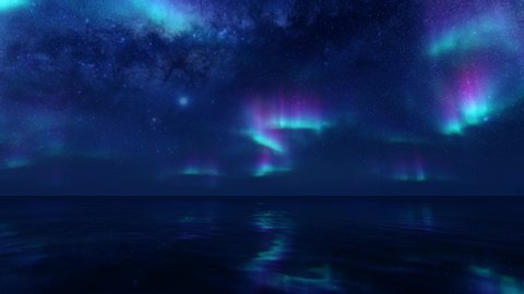 Northern lights on transparent background. Dark background. Aurora borealis pattern. Party backdrop. 3d render Video stock