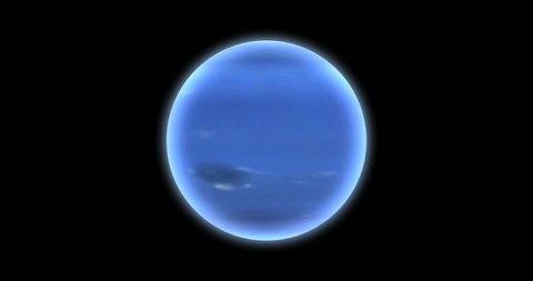 4K Planet of Neptune rotating on black background.Neptune loop 