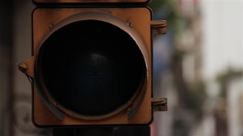 A Green Traffic Light in the City of Buenos Aires, Argentina. Close-Up.  Royalty-Free Stock Footage #1044107065