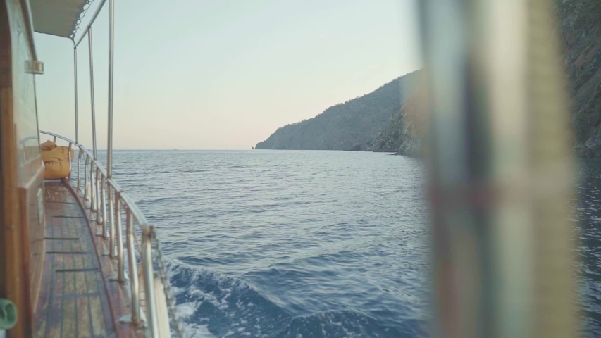 
Panoramic view of an island cliff from boat in the sea of Marmara.  Royalty-Free Stock Footage #1044123718