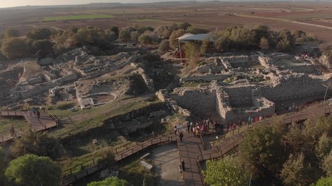 Aerial view of the archaeological site of Troy in Turkey which has 4,000 years of history.