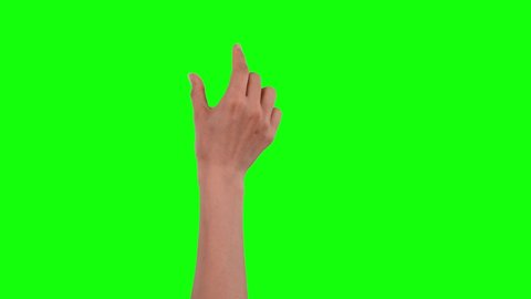 Woman hand touchscreen gestures on chroma key green screen background, like using a smart phone or tablet pc
