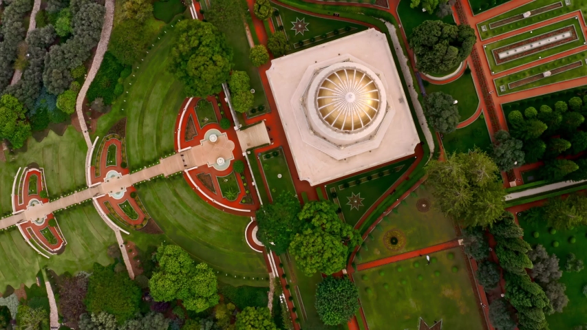 Bahai temple and gardens in Haifa, Israel, 4k aerial drone view