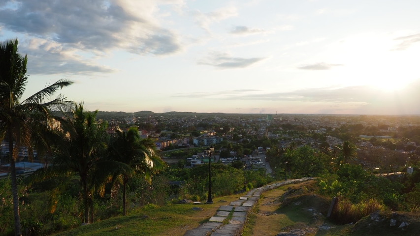 Cityscape at sunset seen from Loma del Capiro, Santa Clara, Villa Clara Province, Cuba