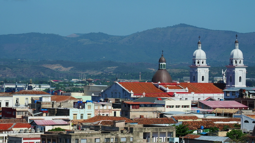 Cityscape with Nuestra Senora de la Asuncion Cathedral, Santiago de Cuba, Santiago de Cuba Province, Cuba
