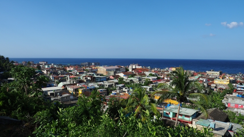 Cityscape, elevated view, Baracoa, Guantanamo Province, Cuba