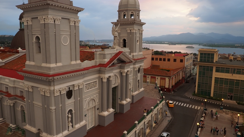 Nuestra Senora de la Asuncion Cathedral, elevated view, Parque Cespedes, Santiago de Cuba, Santiago de Cuba Province, Cuba