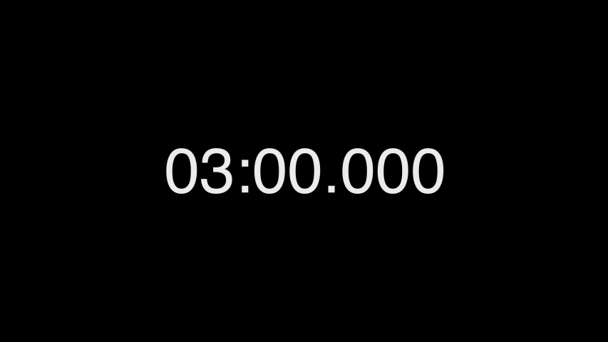 4k white simple countdown digital timer three minutes (3 min) with microsecond on the black background Royalty-Free Stock Footage #1044156451