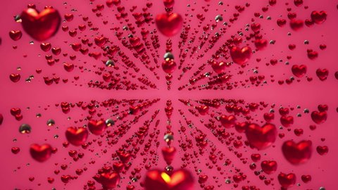 Abstract heart animation on pink background. Valentine's day background. Wedding Invitation.
