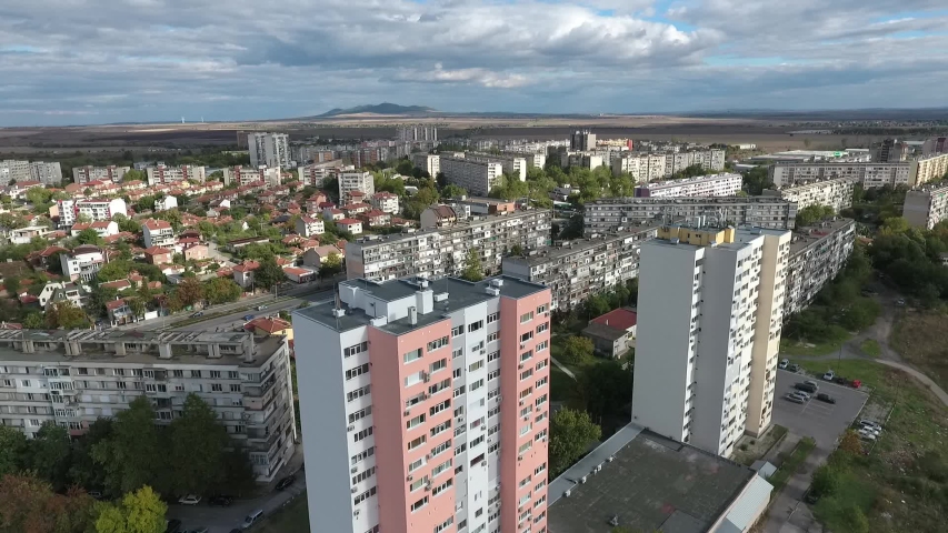 Aerial view over the town of Yambol, Bulgaria