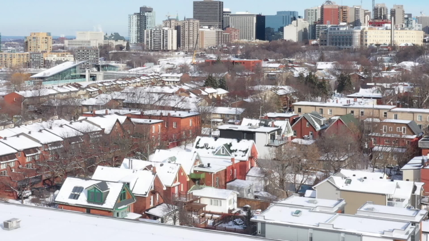 Aerial of Ottawa Canada Residential area near downtown