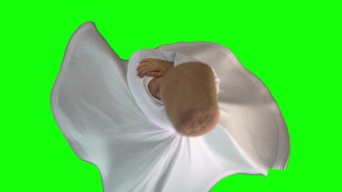 Rumi Whirling Dervish Green Screen Slow Motion Top View