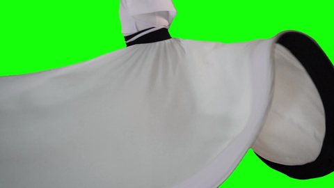 Rumi Whirling Dervish Green Screen Slow Motion Extreme Close Shot