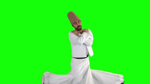 Rumi Whirling Dervish Green Screen Slow Motion Hands Closed Close Shot