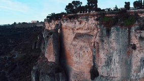 Ronda/Spain.Aerial video from Ronda, a mountaintop city in Spain, Malaga province taken by drone camera