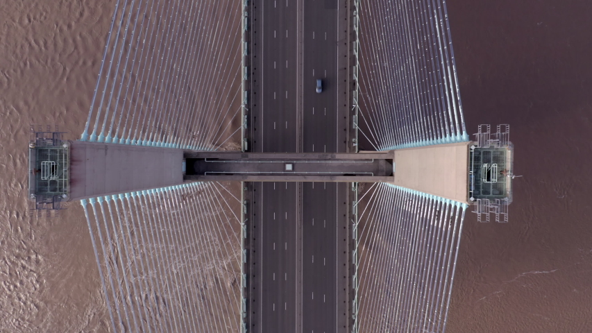 Second Severn Bridge With Cars and Lorries Crossing Between England and Wales