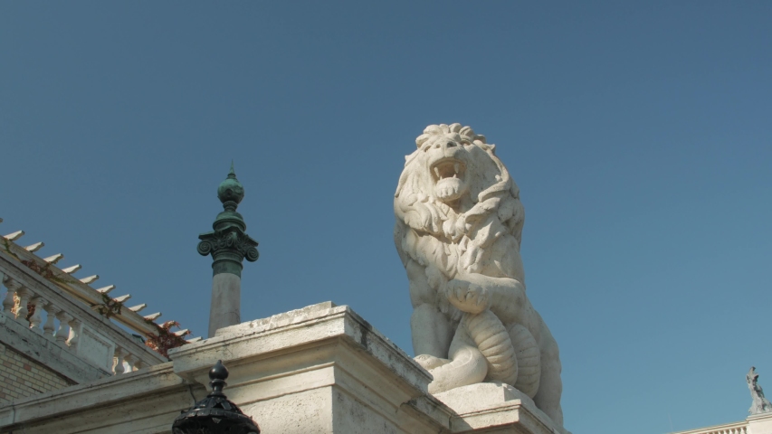 Statue Lion Old Architecture Stock Footage Video 100 Royalty Free   3 