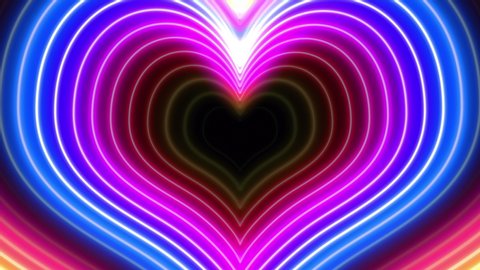 4K Colorful pulsating neon heart