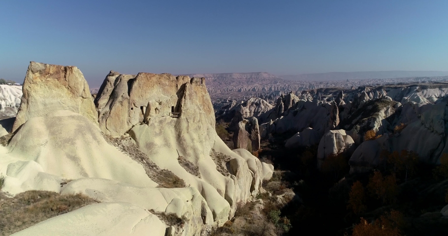 spectacular landscape in cappadocia, levitation with drone
