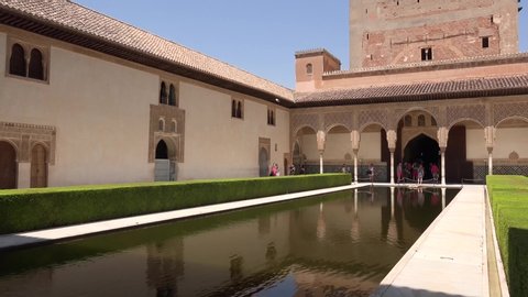 Granada/Spain      video of the garden in Alhambra fortress in Andalusia