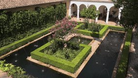 Granada/Spain      video of the garden in Alhambra fortress in Andalusia