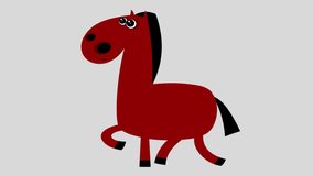 Cartoon horse flat design children animation walking cycle. Alpha matte  included. Cute 2d hand made farm brown red animal character animation good for any use.  - Powered by Shutterstock - Get 15% off with code: PIKWIZARD15