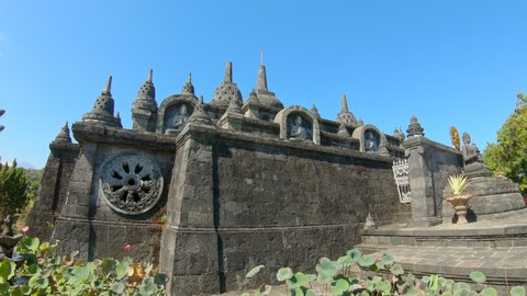The inner part of the Brahma Vihara Arama temple on the Bali island, Indonesia. Bali Travel Concept