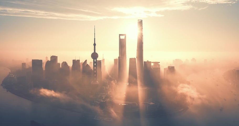 Aerial hyperlapse video of Shanghai at sunrise | Shutterstock HD Video #1044256513