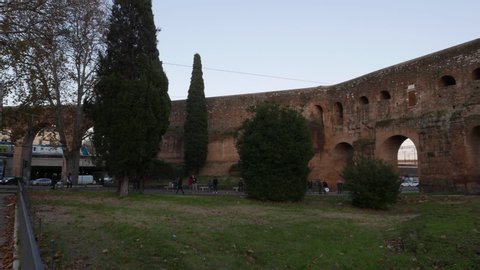 The Porta Maggiore or Porta Prenestina ancient 3rd-century Aurelian Walls of Rome