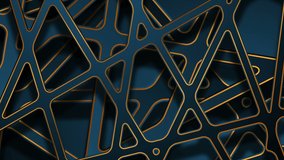 Blue and golden papercut 3d stripes abstract background. Corporate geometric paper motion design. Seamless looping. Video animation Ultra HD 4K 3840x2160