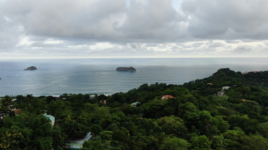 Aerial panorama of the Costa Rica coastline near Quepos.