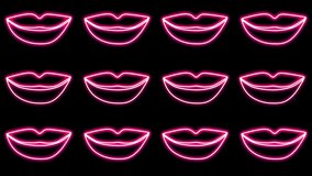 Abstract background. Looping motion neon glowing lips open and close on a black background - Powered by Shutterstock - Get 15% off with code: PIKWIZARD15