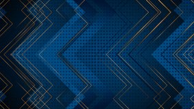 Dark blue and golden tech abstract corporate arrows motion geometric background. Seamless looping. Video animation Ultra HD 4K 3840x2160