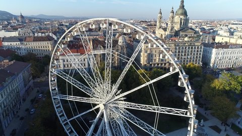 Budapest Eye Ferris Wheel Drone Footage High Quality